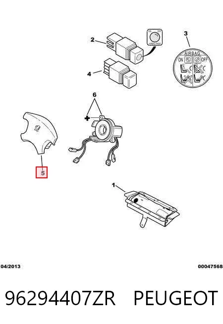 Airbag de volante 96294407ZR Peugeot/Citroen