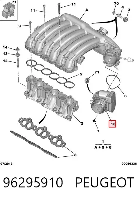 Cuerpo de mariposa 96295910 Peugeot/Citroen