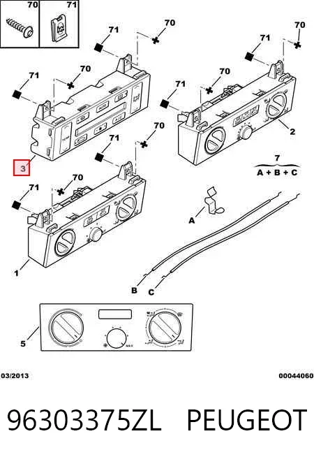 Unidad de control aire acondicionado 96303375ZL Peugeot/Citroen