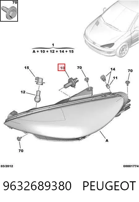 Faro izquierdo 9632689380 Peugeot/Citroen