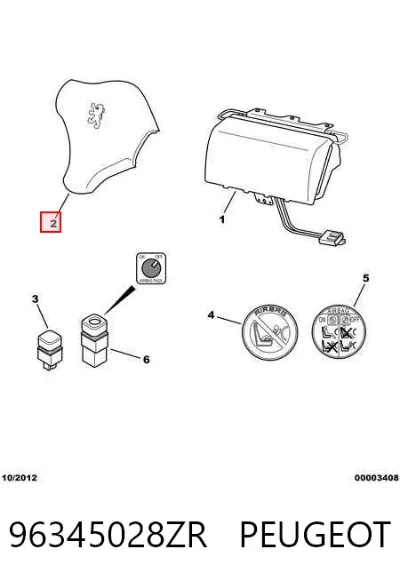 Airbag del conductor PEUGEOT 96345028ZR