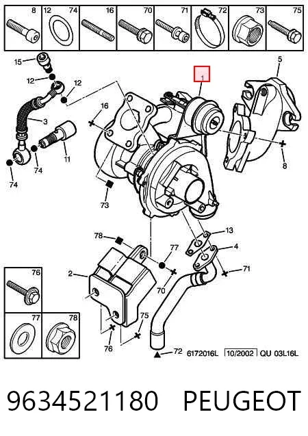 Turbocompresor 9634521180 Peugeot/Citroen