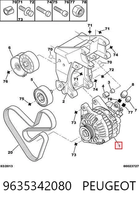 Alternador 9635342080 Peugeot/Citroen
