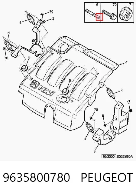 Cojín de la tapa decorativa del motor 9635800780 Peugeot/Citroen