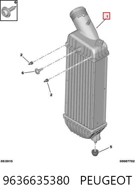 Intercooler 9636635380 Peugeot/Citroen