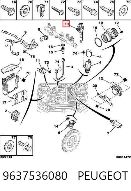 Inyector 9637536080 Peugeot/Citroen