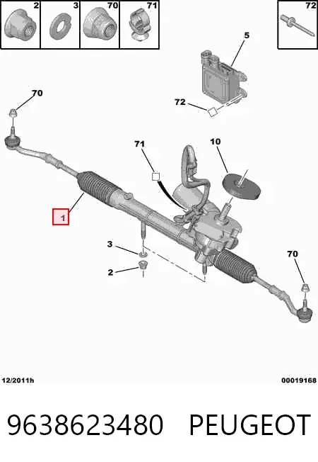 Cremallera de dirección 9638623480 Peugeot/Citroen