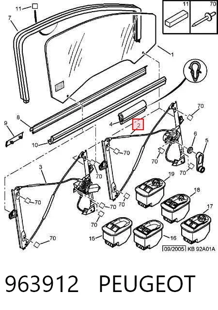 Mecanismo de elevalunas delantero izquierdo 963912 Peugeot/Citroen