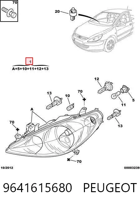 Faro derecho 9641615680 Peugeot/Citroen