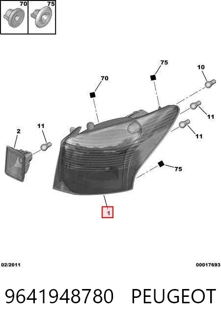 Piloto trasero exterior izquierdo 9641948780 Peugeot/Citroen