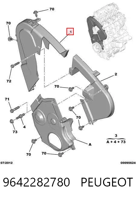 Protector izquierdo de la correa de distribución 9642282780 Peugeot/Citroen