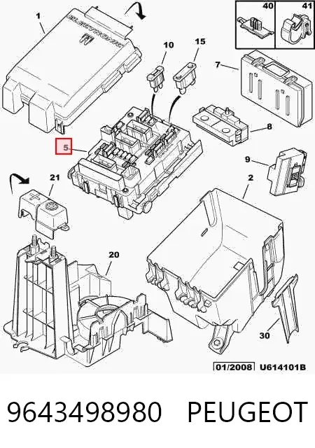 Caja de fusibles 9643498980 Peugeot/Citroen