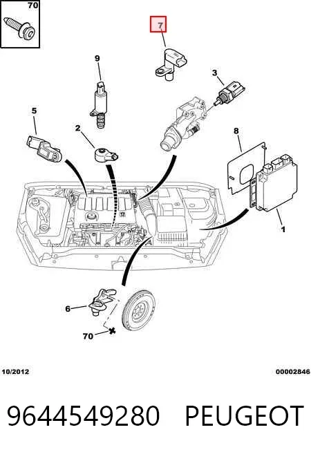 Sensor de árbol de levas 9644549280 Peugeot/Citroen