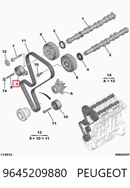 Tensor correa distribución 9645209880 Peugeot/Citroen