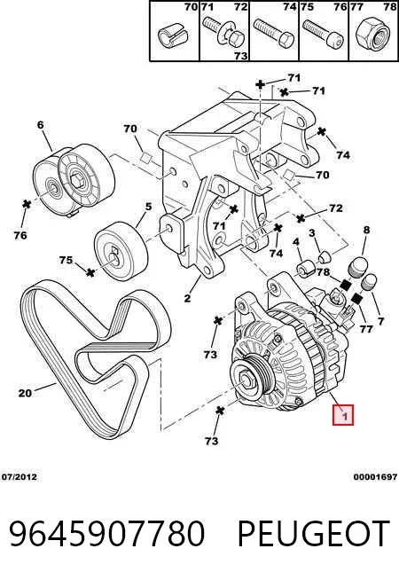 Alternador 9645907780 Peugeot/Citroen
