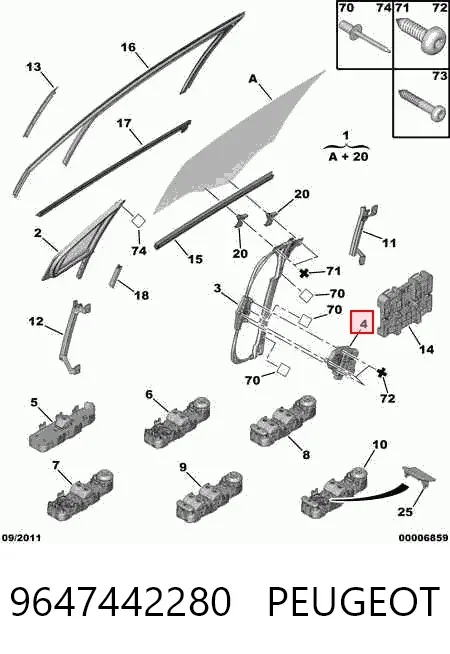 Motor del elevalunas eléctrico 9647442280 Peugeot/Citroen