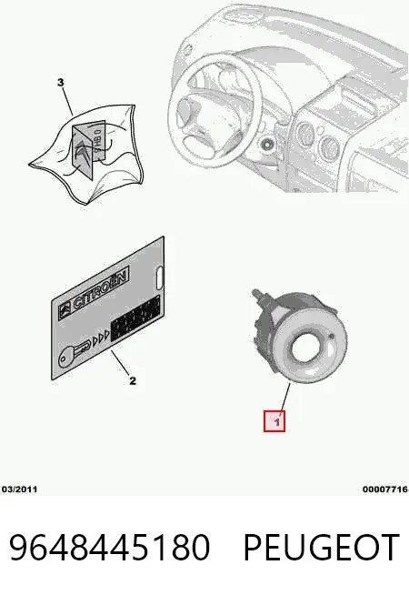 Antena (anillo) de inmovilizador 9648445180 Peugeot/Citroen
