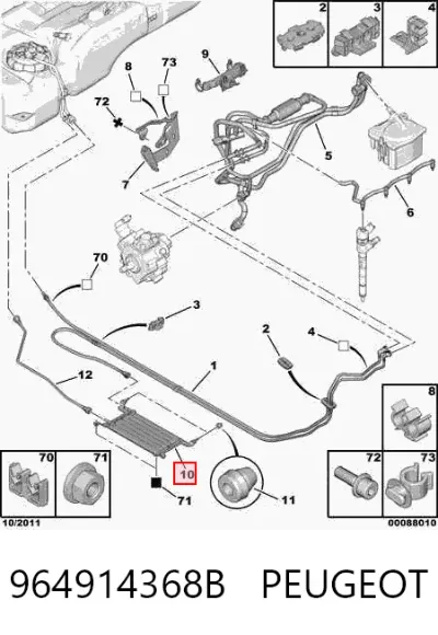 Radiador de enfriamiento de combustible PEUGEOT 964914368B