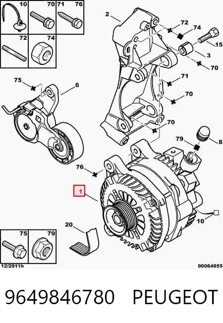 Alternador 9649846780 Peugeot/Citroen