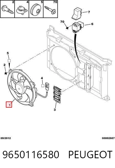 Ventilador del motor 9650116580 Peugeot/Citroen