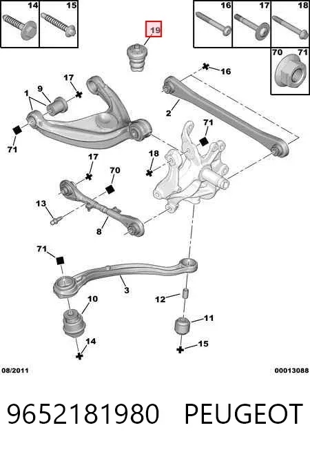 Tope de amortiguador trasero 9652181980 Peugeot/Citroen