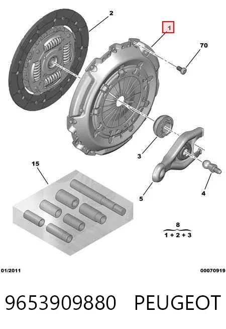 Plato de presión de embrague 9653909880 Peugeot/Citroen
