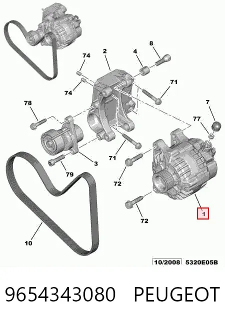 Alternador 9654343080 Peugeot/Citroen