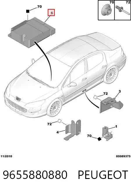 Módulo de control de airbag 9655880880 Peugeot/Citroen