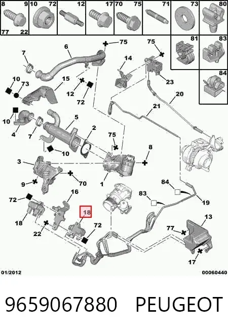 Válvula solenoide de control de presión de sobrealimentación 9659067880 Peugeot/Citroen