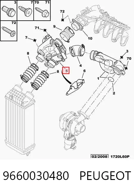 Cuerpo de mariposa 9660030480 Peugeot/Citroen