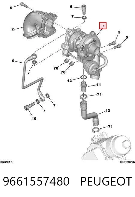 Turbocompresor 9661557480 Peugeot/Citroen