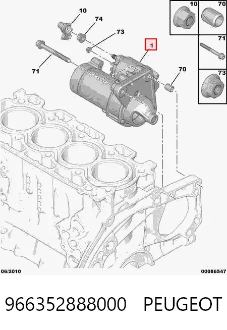 Motor de arranque 966352888000 Peugeot/Citroen
