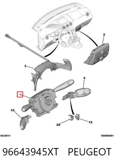 Conmutador izquierdo de la columna de dirección 96643945XT Peugeot/Citroen