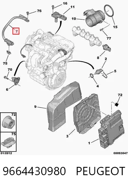 Sensor de árbol de levas 9664430980 Peugeot/Citroen