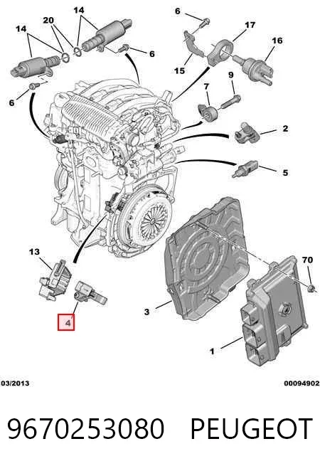 Sensor de cigüeñal 9670253080 Peugeot/Citroen