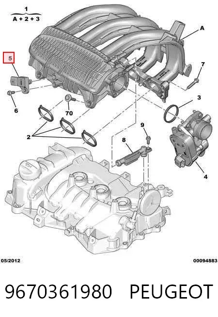Sensor de presión del colector de admisión 9670361980 Peugeot/Citroen