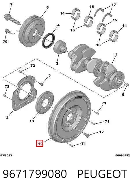 Volante motor 9671799080 Peugeot/Citroen