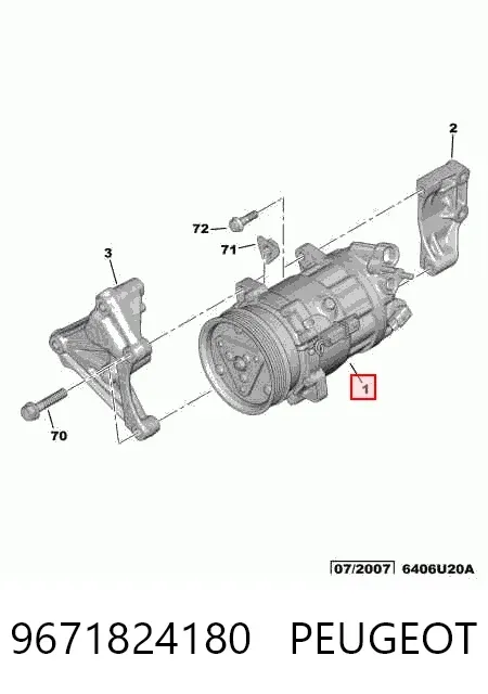 Compresor de aire acondicionado 9671824180 Peugeot/Citroen