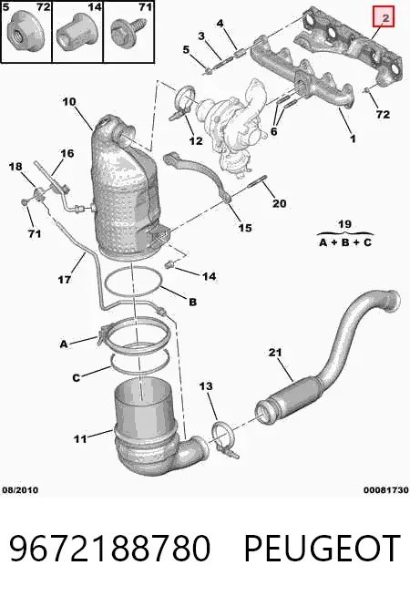 Junta colector escape 9672188780 Peugeot/Citroen