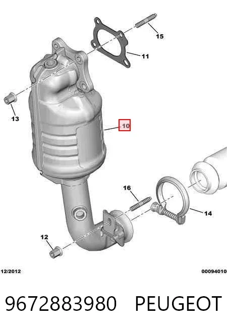 Catalizador 9672883980 Peugeot/Citroen