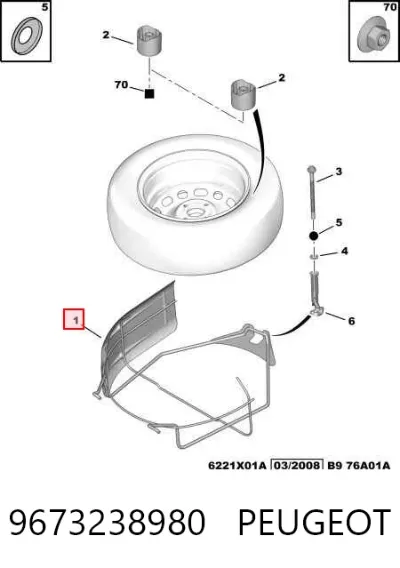 Soporte de rueda de repuesto PEUGEOT 9673238980