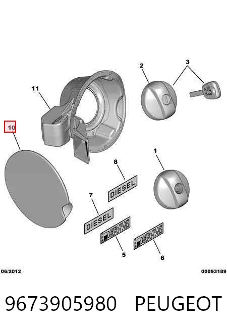 Tapa de la gasolina 9673905980 Peugeot/Citroen