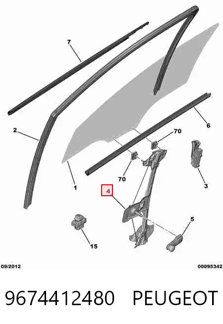 Mecanismo de elevalunas delantero izquierdo 9674412480 Peugeot/Citroen