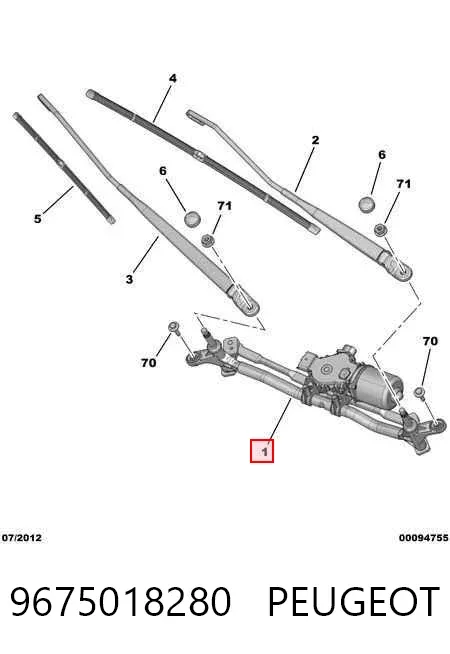 Varilla de limpiaparabrisas 9675018280 Peugeot/Citroen