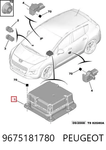 Módulo de control de airbag 9675181780 Peugeot/Citroen