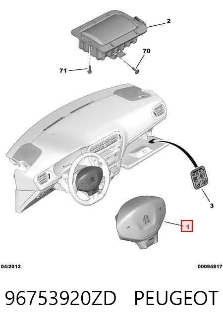 Airbag de volante 96753920ZD Peugeot/Citroen