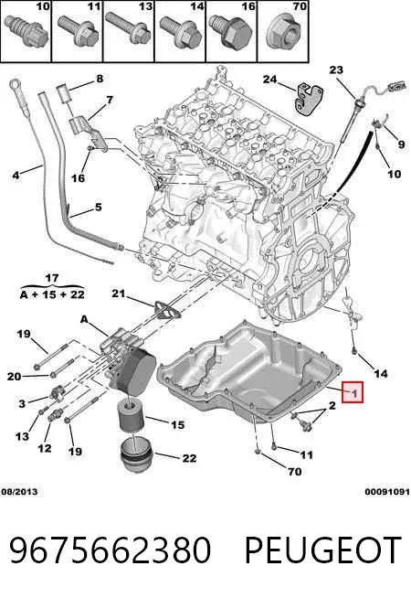 Cárter de aceite del motor 9675662380 Peugeot/Citroen