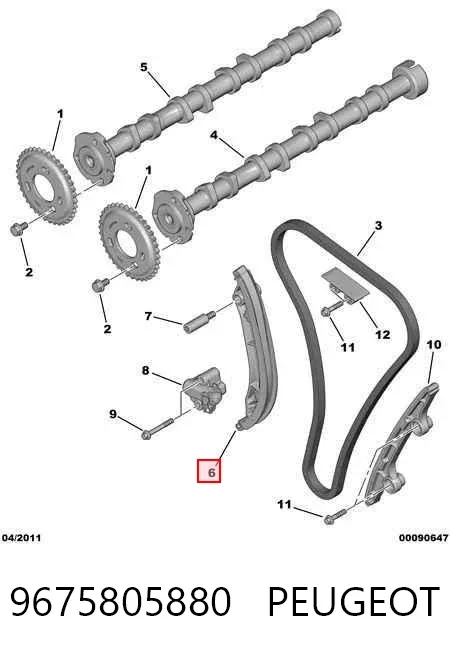 Guía izquierda de cadena de distribución 9675805880 Peugeot/Citroen