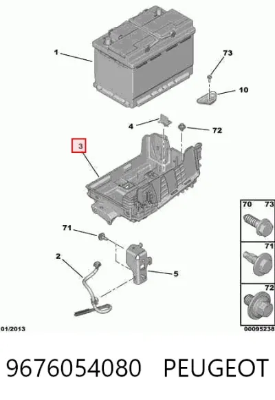 Bandeja de la batería PEUGEOT 9676054080