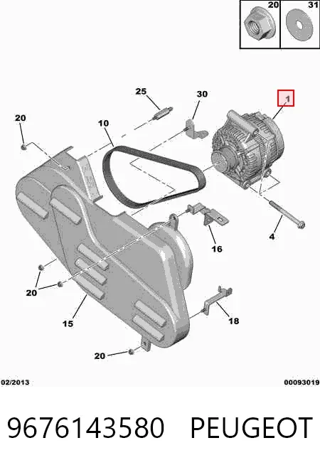 Alternador 9676143580 Peugeot/Citroen
